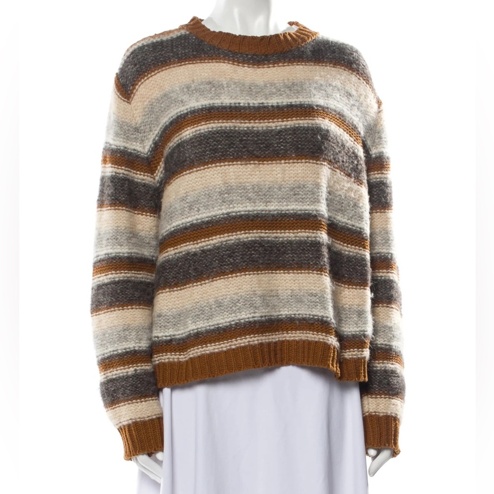 Stella Pardo Paris Alpaca Knit Stripe Crewneck Sweater Top Women's Size Small